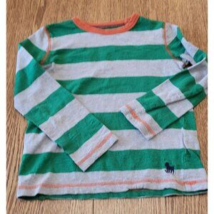 Boys Green & Gray Striped Mini Boden Long Sleeved Knit Shirt 4 5  years